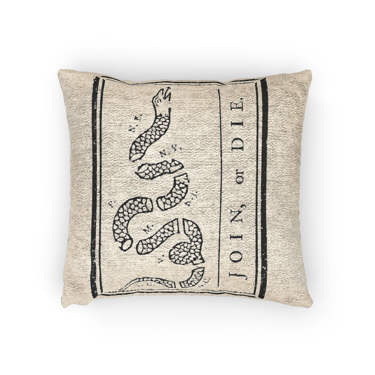 Gadsen Flag Woven Pillow - 'Join or Die' Colonial Snake Decorative Throw Pillow