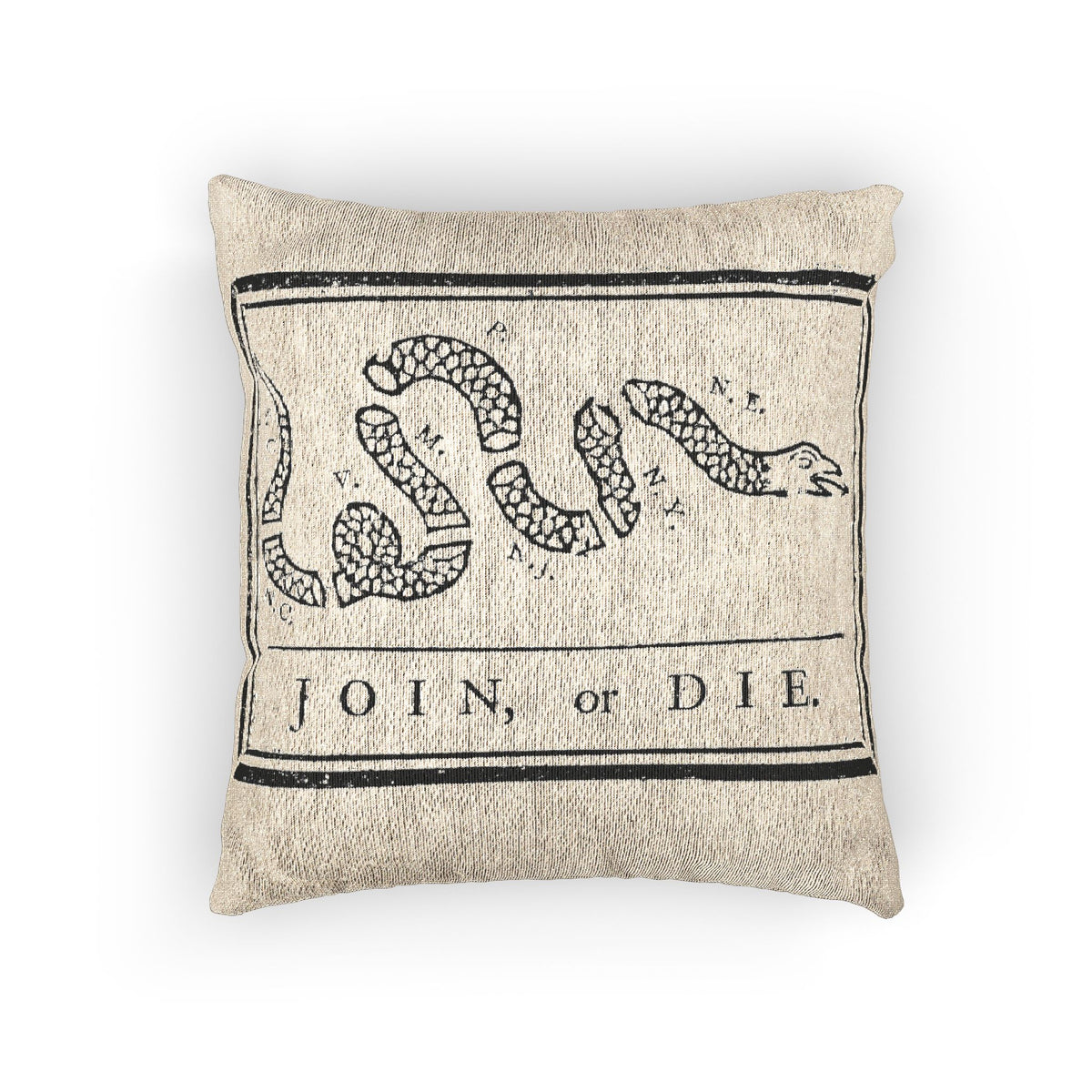 Gadsen Flag Woven Pillow - 'Join or Die' Colonial Snake Decorative Throw Pillow
